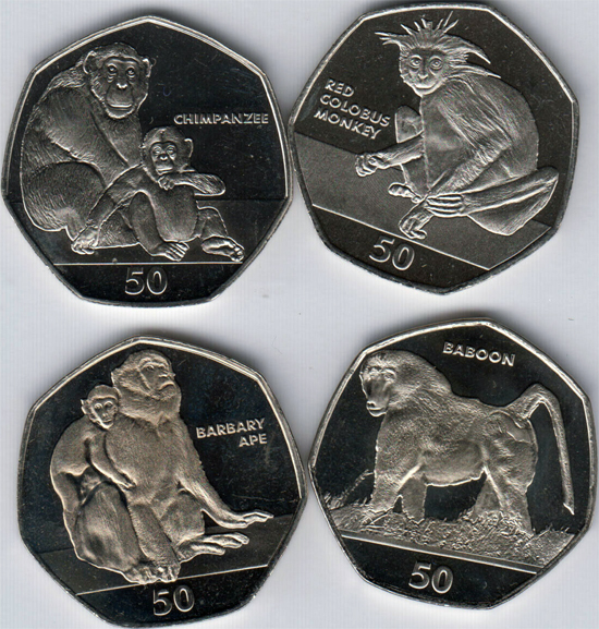 Gibraltar 50 pence 2018 - Non coloured apes