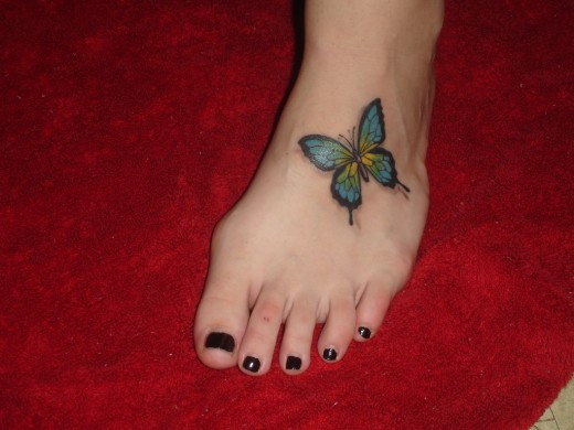 Butterfly Foot Tattoo Designs For Girls and Women