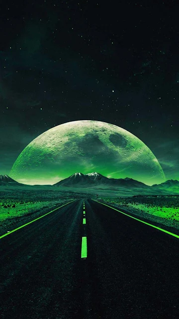 Moon Road Night Full iPhone Wallpaper