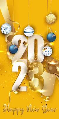 Happy New Year 2023: Gold Numbers, Christmas Ball, iPhone, HD