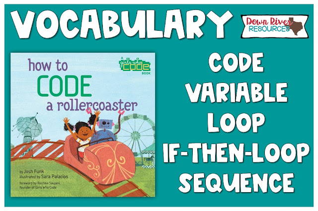 Vocabulary for How to Code a Rollercoaster: code, variable, loop, if-then-loop, sequence