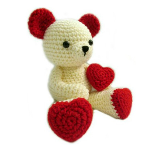 Valentine Teddy Bear With Heart Shaped Feet - Free Pattern 