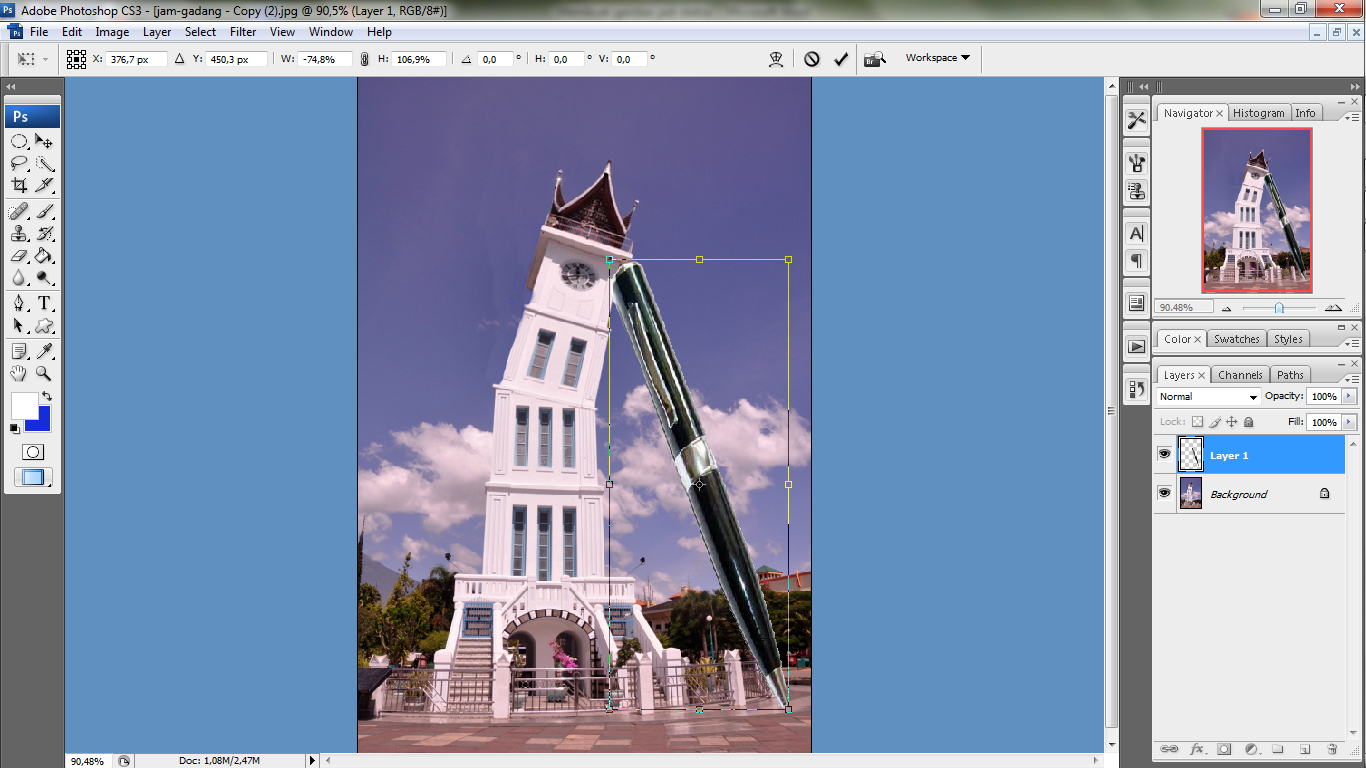 Membuat Gambar Sketsa Jam Gadang