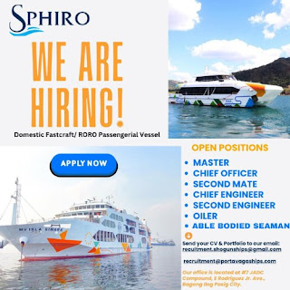 Seaman job vacancy hiring crew for RORO passenger vessel