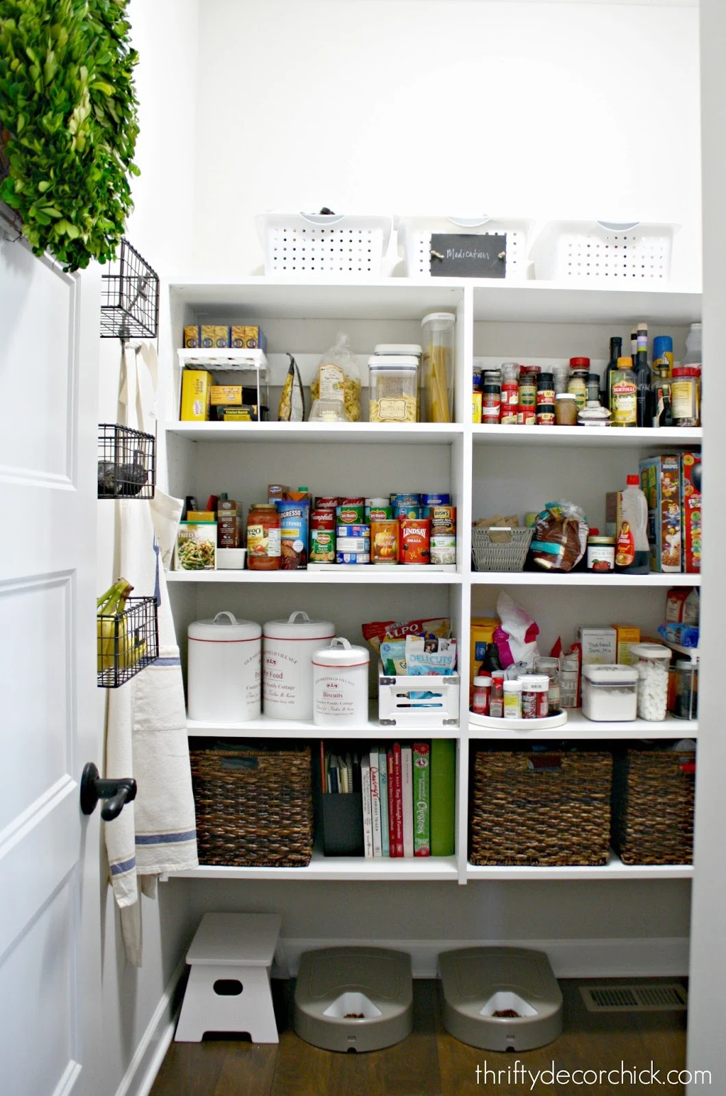 open shelving in pantry
