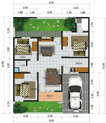 denah rumah minimalis 3 kamar tidur