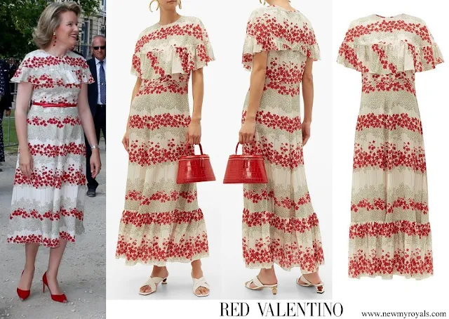 Queen Mathilde wore Red Valentino floral print silk crepe de Chine dress