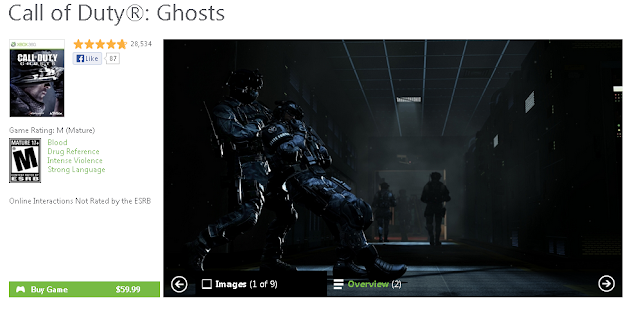 El juego Call of Duty: Ghosts cuesta 59,99$ en el Bazar de USA