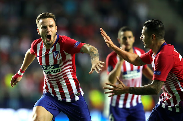 Saul celebrates his goal during Real Madrid 2-4 Atletico Madrid