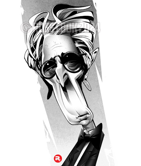 Digital caricature portrait of the Irish poet, WB Yeats by Russ Cook