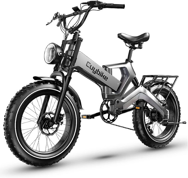 EUY Folding Fat Tire Full Suspension Electric Mountain Bike MountainBikes