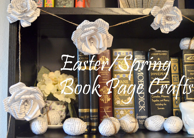 Easter, Spring, Book Page Crafts, Easter Decorations, Book Page Flowers, Book Page Eggs