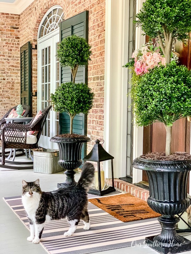 OUR SOUTHERN HOME | FAUX TOPIARIES FOR THE FRONT PORCH