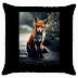 Photo of Fox Sitting On Ground Throw Pillow Case (Black)