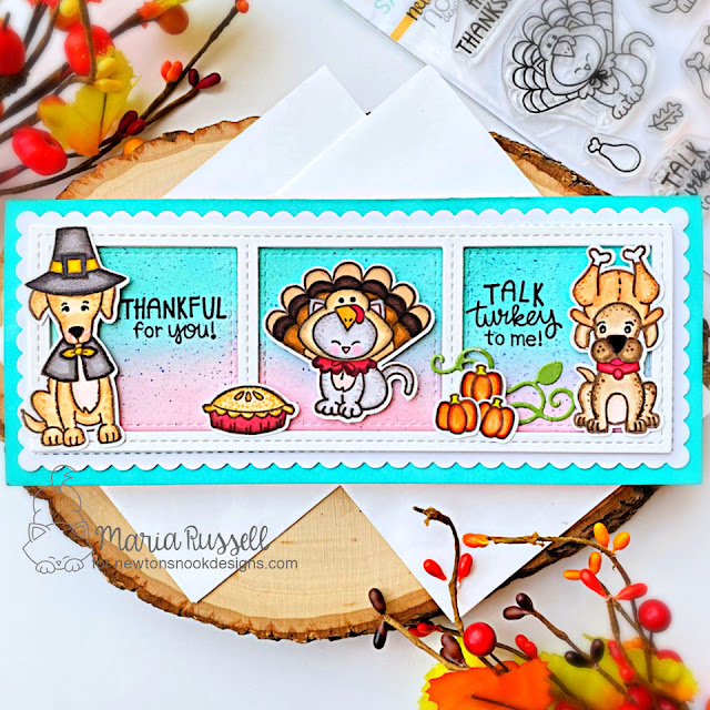 Thanksgiving card by Maria Russell | Talk Turkey Stamp Set Excludsive Collaboration Stamp Set with Simon Says Stamp by Newton's Nook Designs #newtonsnook #handmade