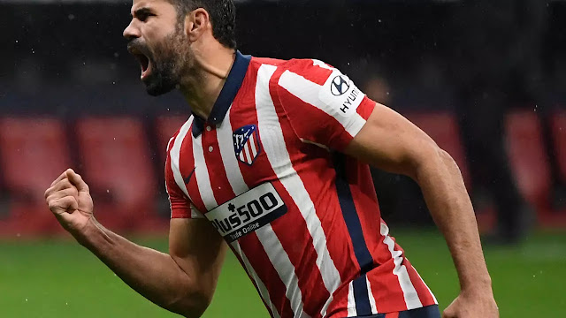 Diego Costa celebrates goal for Atletico Madrid