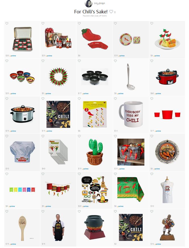 For Chili's Sake! Amazon Idea List