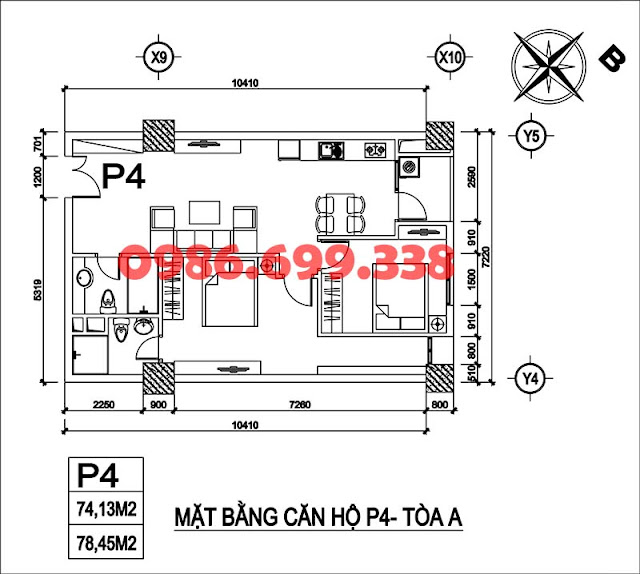 căn P4 tòa A chung cư AZ Sky Định Công