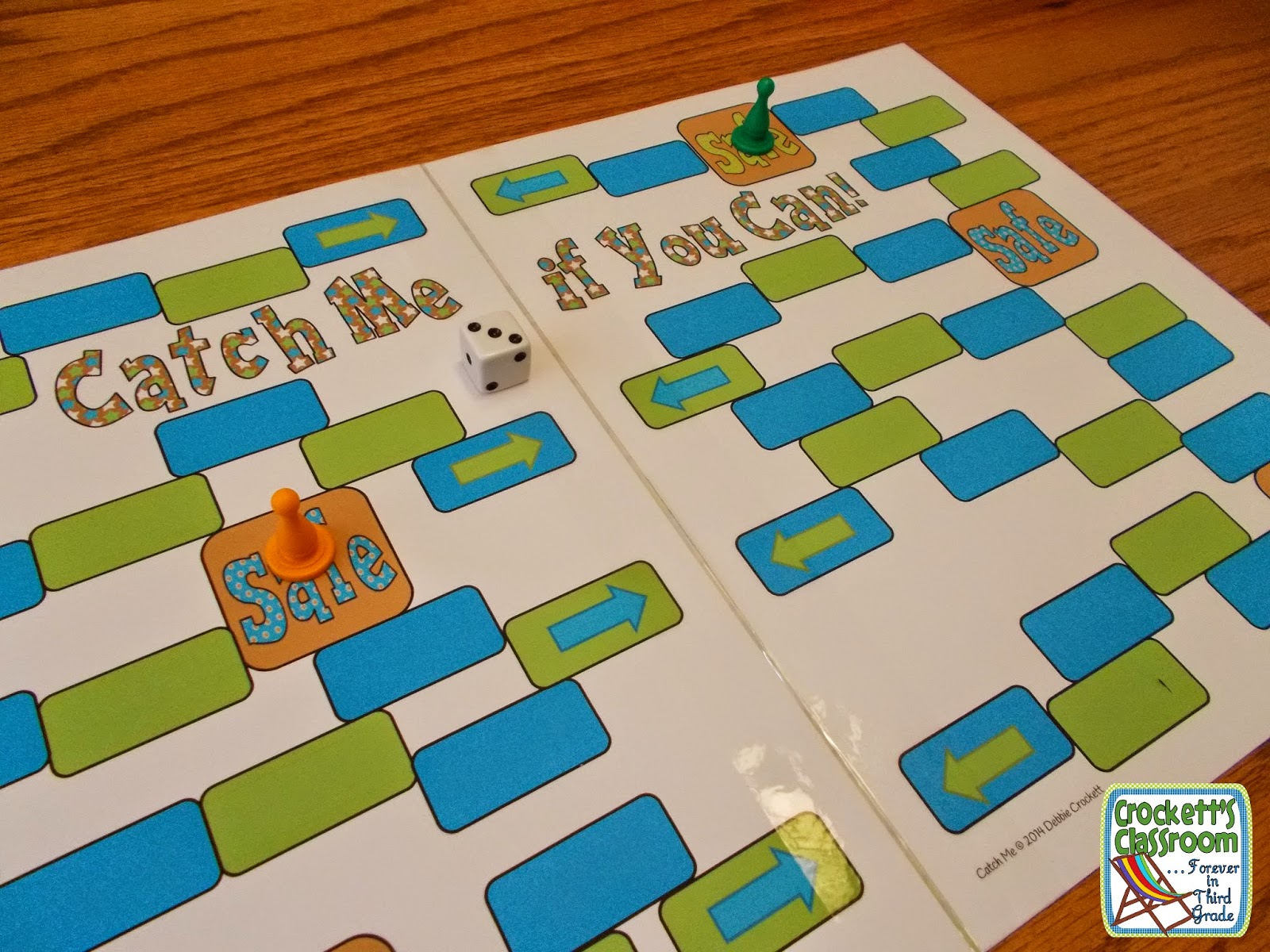  This super simple game can be used to review math facts, spelling words, or any other academic skill.  It's also a fun way to spice up your task cards.