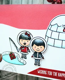 Sunny Studio Stamps: Eskimo Kisses Polar Playmates Playful Polar Bears Slim Sized Winter Themed Holiday Card with Vanessa Menhorn