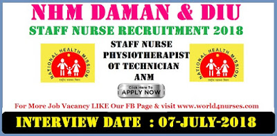  NHM Daman & Diu Staff Nurse Recruitment 2018 