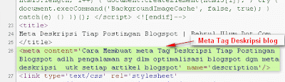 source kode Meta Tag Deskripsi Blogspot