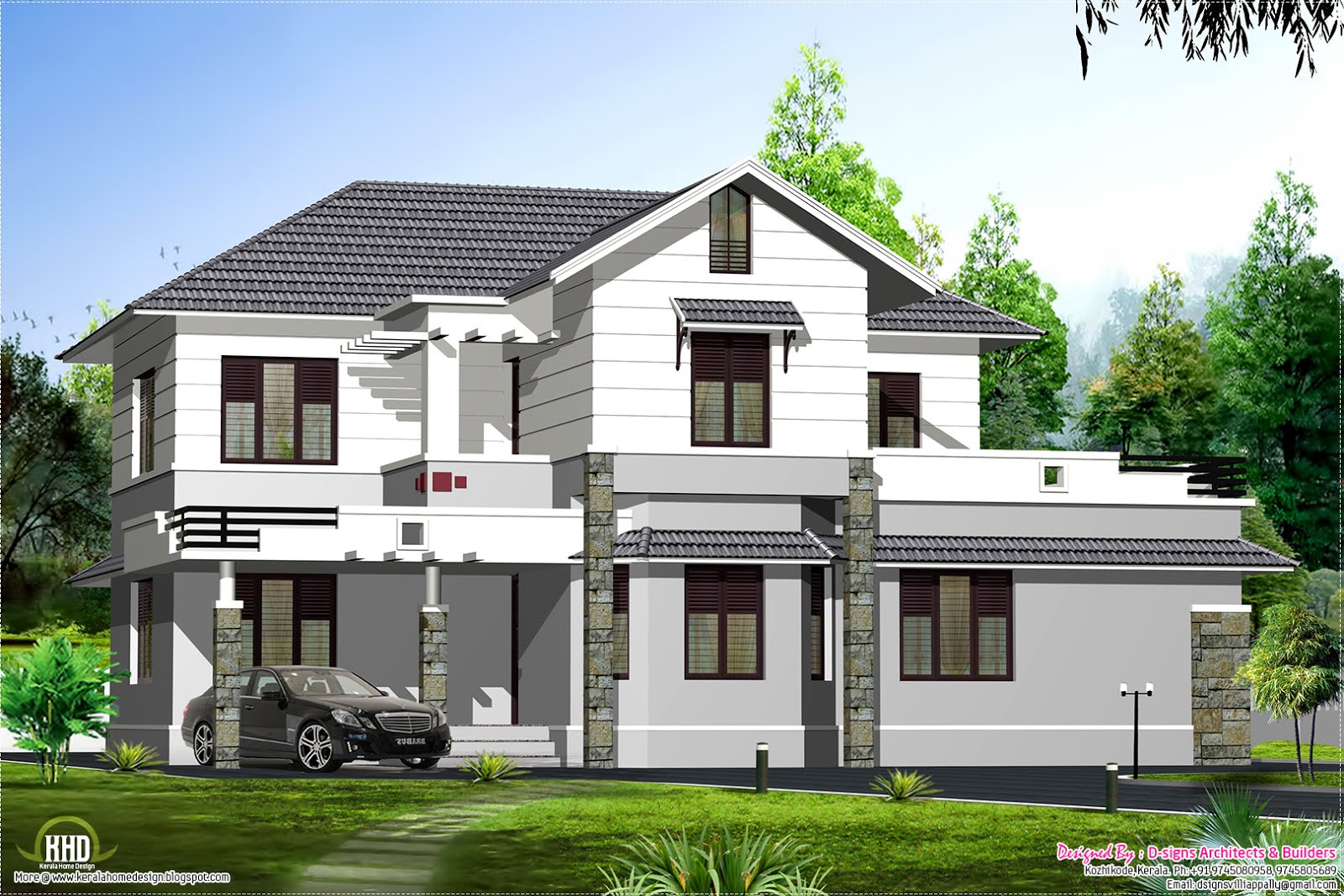  style sloping roof villa design  Kerala home design and floor plans