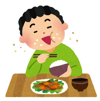 行儀の悪い食事のイラスト（マナー）