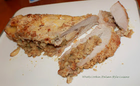 this is a pork tenderloin stuffed with an apple bread stuffing