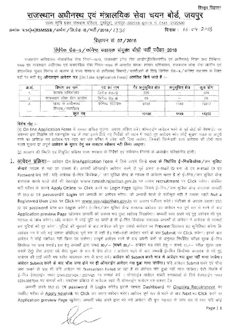 RPSC LDC Recruitment 2018 Grade II