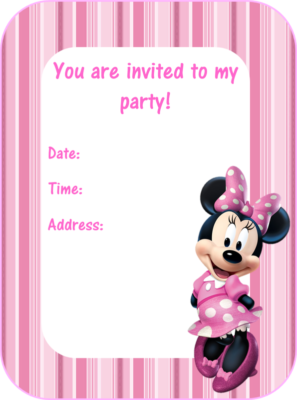 Minnie in Pink Party Free Printable Invitations, Labels or Cards.