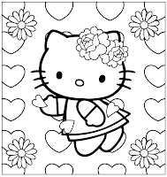 Dibujo para pintar hello kitty en san valentin