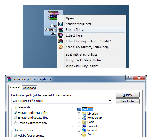 Extract WinRaR file in folder - windows 8 and windows 8.1