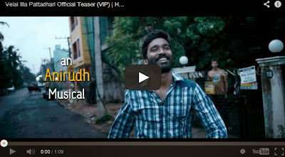 Dhanush's 25th Film ''Velai Illa Pattadhari'' Teaser