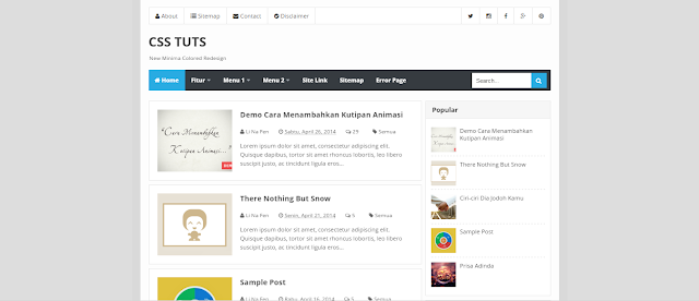 New Minima Colored V2 Responsive Blogger Templates