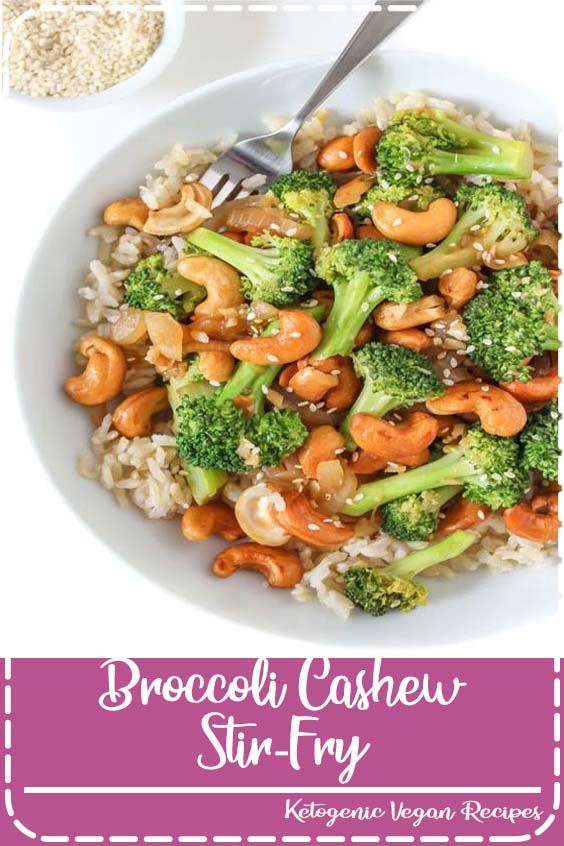Easy, lightened-up Broccoli Cashew Stir-Fry makes a satisfying 30-minute weeknight meal! A healthy oil-free stir-fry with fresh flavors of garlic & ginger.
