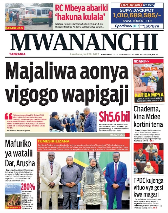 Soma Habari Kubwa Zilizopo Katika Magazeti ya Leo June 29