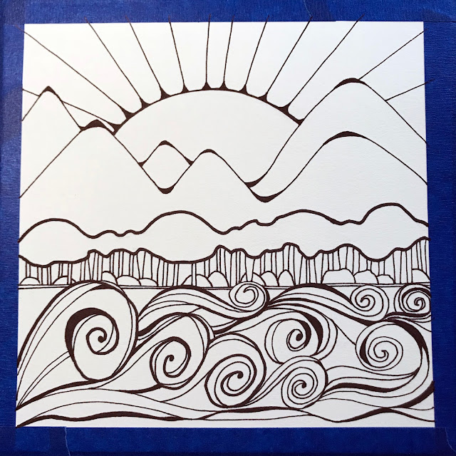 first landscape inked for Around the World Through Art, Alice Hendon