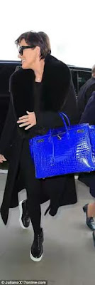 kris jenner hermes birkin blue 95k bag