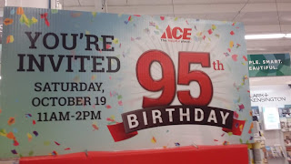 The 95th Anniversary sign for Ace Hardware