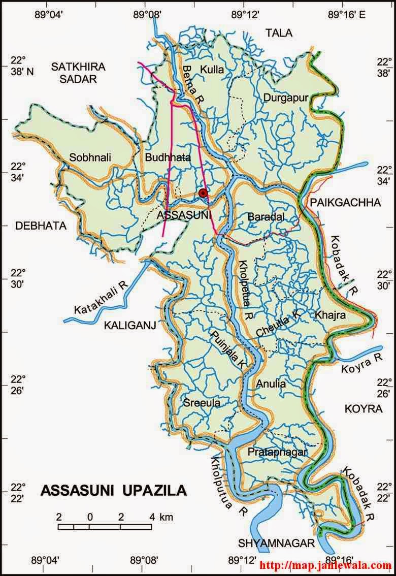 assasuni upazila map of bangladesh