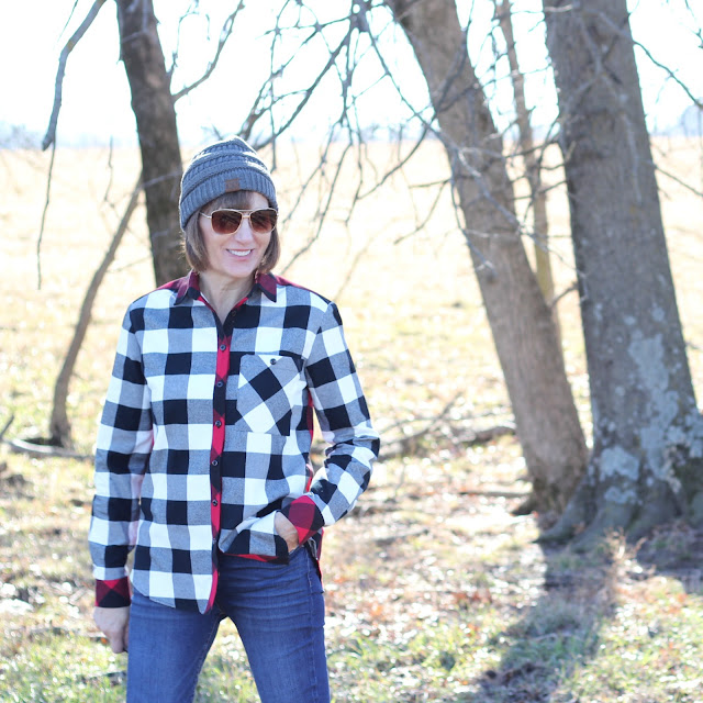 Grainline Archer Shirt from Mood Fabrics' Buffalo Check Flannel