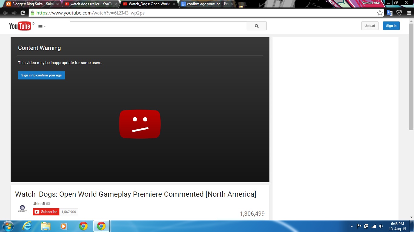 Cara Membuka Youtube Yang Terkena Content Warning - Samuel 