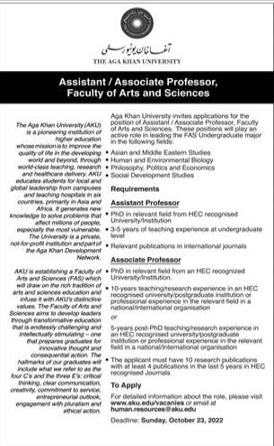 The Agha Khan University Jobs 2022 For Assistant And Associate Professor 