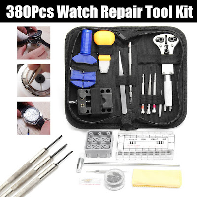 380Pcs Watch Repair Tools Kit Back Case Band Strap Opener Remover Spring Pin Bars