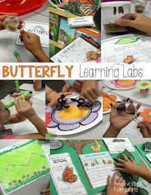 Butterfly learning labs to integrate literacy, writing, and math during a life cycle of butterflies unit.