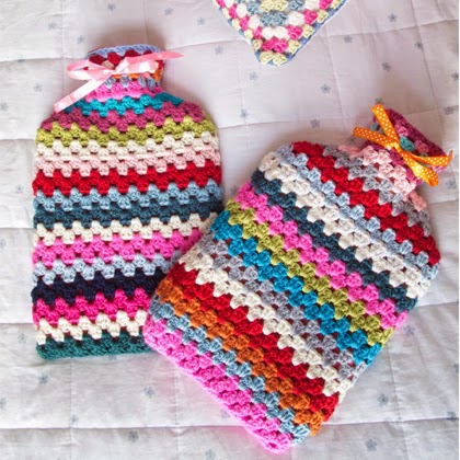 Granny Striped Hot Water Bottle Cosy - Free Pattern