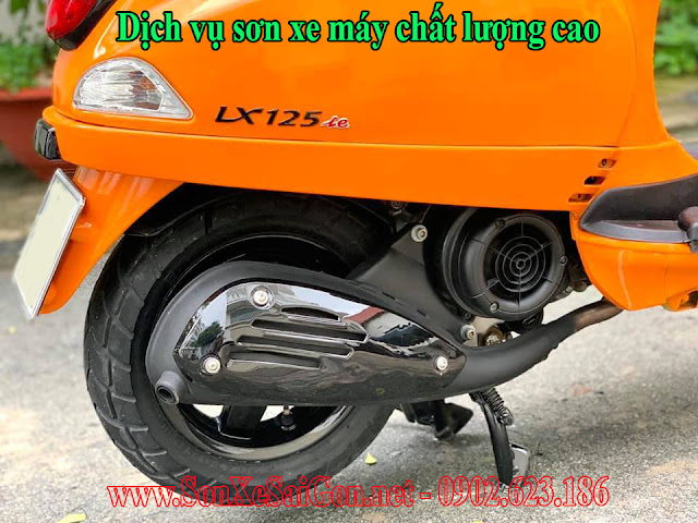 Mẫu sơn xe Vespa LX 125 màu cam zin cực đẹp