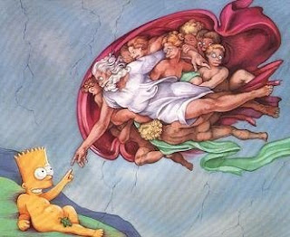 Bart Simpson in Michelangelo's The Creation of Man