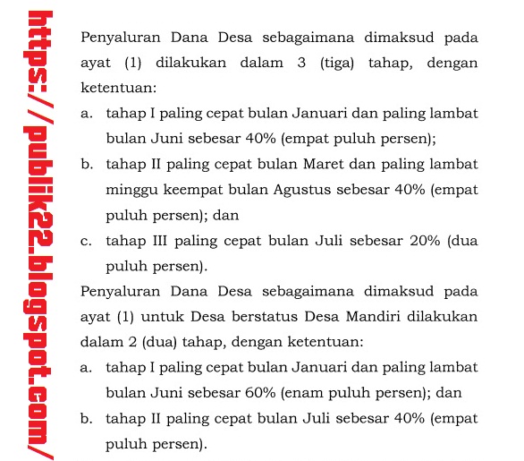  Jadwal Penyaluran / Pencairan Dana Desa Tahun 2020 